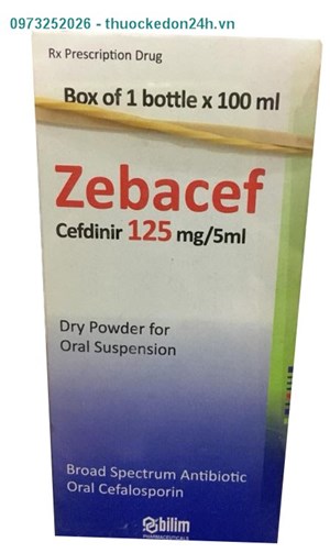 Thuốc Zebacef 125mg/5ml -  Điều trị Viêm tai giữa nhiễm khuẩn cấp