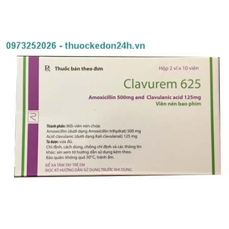 Thuốc Clavurem 625 -  Điều trị Viêm phế quản