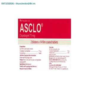 Asclo 75mg - Dự phòng nguyên phát các rối loạn do nghẽn mạch huyết khối
