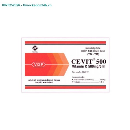 Cevit 500 – Hộp 100 ống – Điều trị bệnh Scorbut thiếu Vitamin C