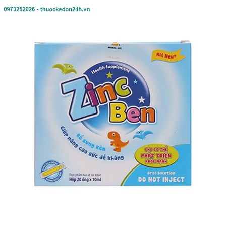 Zinc Ben (Hộp 20 Ống) – Bổ Sung Dưỡng Chất Cho Cơ Thể