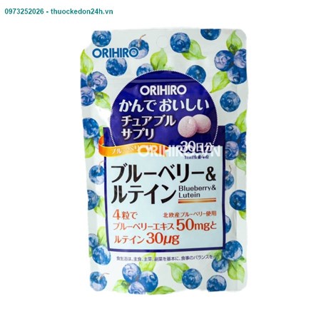 Viên uống bổ sung Blueberry và Lutein Orihiro dạng túi 120 viên 