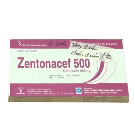 Thuốc Zentonacef 500 - Kháng sinh điều trị nhiễm khuẩn 